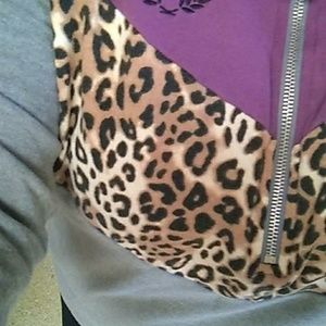 Victoria secret leopard color block half zip